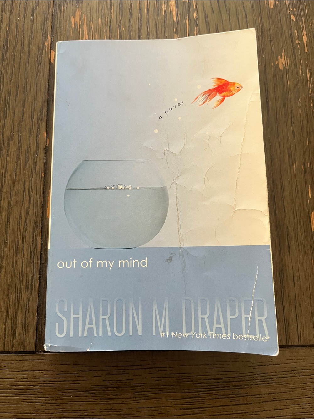 Out of My Mind by Sharon M. Draper - Light Blue Cover with Orange Goldfish